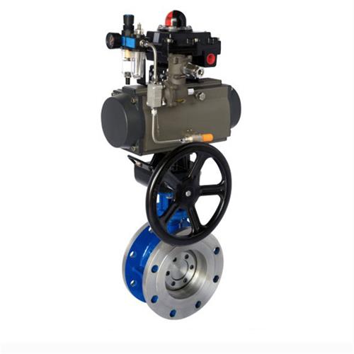  Pneumatic eccentric butterfly valve with manual flange 